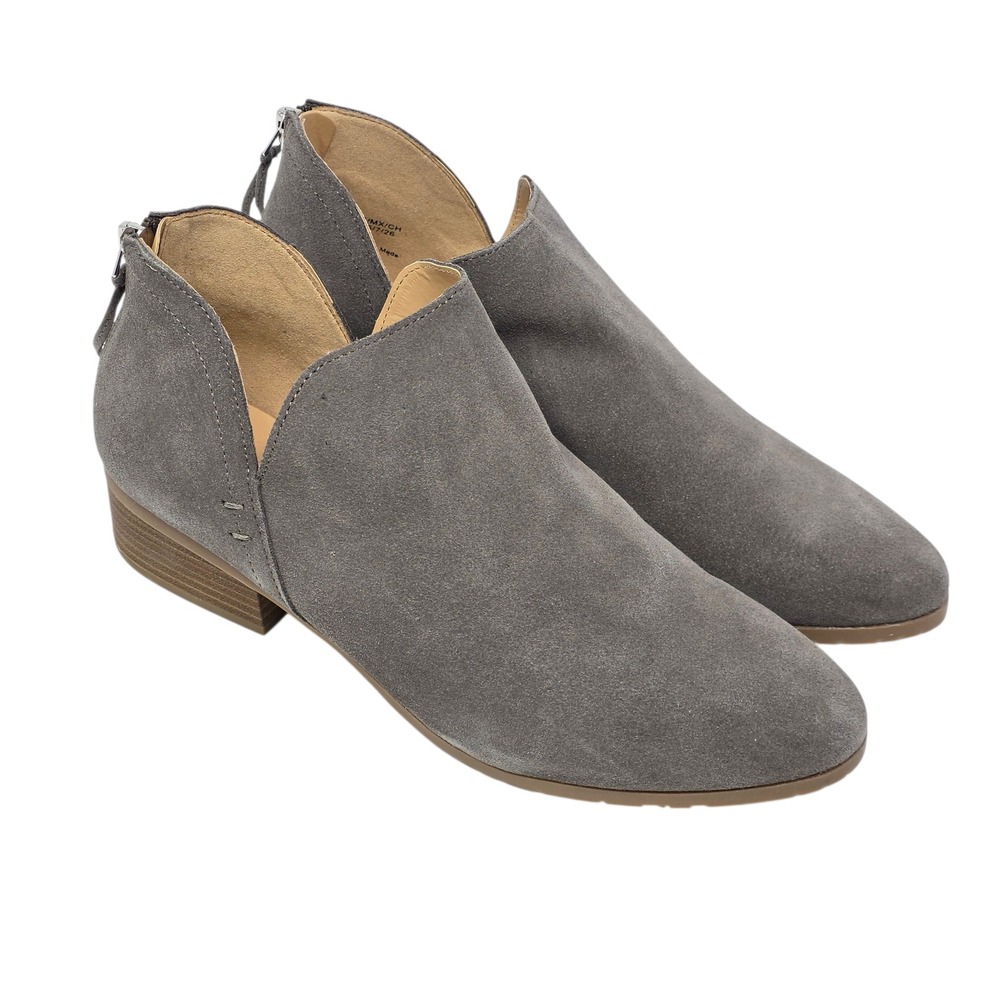 Kenneth Cole Reaction Women‎ Gray Suede Side Zip Ankle Booties Block Heel 9.5